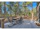 Enjoy outdoor dining on the spacious deck surrounded by tall trees and a peaceful atmosphere at 19185 Shadowood Dr, Monument, CO 80132