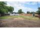 This backyard offers a spacious area with privacy fence, newly laid sod and mulch, and a storage shed at 530 Everett St, Lakewood, CO 80226