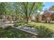 Community courtyard with seating areas nestled among mature trees and lush landscaping at 1060 S Parker Rd # 25, Denver, CO 80231