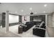Finished basement with projector, media screen, and comfortable seating for entertainment at 4431 W Jamison Pl, Littleton, CO 80128