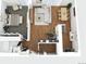 Overhead floor plan showcasing the layout of the property, including the living spaces and bedroom at 480 S Marion Pkwy # 1202, Denver, CO 80209