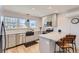 Modern kitchen with stainless steel appliances, light gray cabinets, an undermount sink and breakfast bar at 4441 N Meade St, Denver, CO 80211