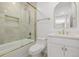 Modern bathroom with shower and vanity at 56159 E Tomahawk Ave, Strasburg, CO 80136