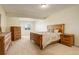Cozy bedroom featuring carpet floors, a bed, matching nightstands and an ensuite bathroom at 2504 Elkhorn Ranch St, Parker, CO 80138