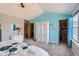 Spacious primary bedroom with vaulted ceilings, large closets, and plenty of natural light at 9456 Bexley Dr, Highlands Ranch, CO 80126