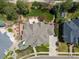 Birds eye view of a home with a large yard, patio, and lush landscaping at 5700 S Benton Cir, Littleton, CO 80123