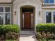 Inviting front door with decorative sidelights and stylish wall-mounted lanterns at 5700 S Benton Cir, Littleton, CO 80123
