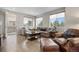 Inviting living room with stylish furniture, wood floors, and bright natural light from large windows at 4265 E Iliff Ave # 1, Denver, CO 80222