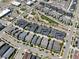 Aerial view of a neighborhood with an overview of the subject home at 5799 Boston St, Denver, CO 80238