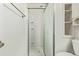 Clean bathroom featuring a stand-up shower with clear doors at 3735 S Lewiston St, Aurora, CO 80013
