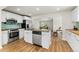 Modern kitchen with stainless appliances, eat-in island, and sleek white cabinetry at 2965 Ivy St, Denver, CO 80207