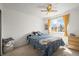 Bedroom with view from the window and light neutral carpet at 705 Prairie Ridge Rd, Highlands Ranch, CO 80126