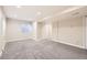 Finished basement featuring neutral paint, carpet flooring, a window, and closet for storage at 9661 Autumnwood Pl, Highlands Ranch, CO 80129