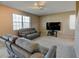 Cozy living room features plush seating, a large window, and a modern entertainment setup for relaxing evenings at 5837 High Timber Cir, Castle Rock, CO 80104