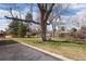 Expansive backyard with a mature tree, tire swing, and a concrete patio area, perfect for outdoor gatherings at 991 E Applewood Ave, Centennial, CO 80121