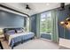 Cozy bedroom with large windows, blue walls, and a comfortable bed at 1242 Yates St # U2, Denver, CO 80204