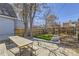 A well-maintained backyard features a stone patio with a wooden table, grass, and a wooden fence at 1157 N Downing St, Denver, CO 80218