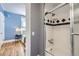 Stylish bathroom with tile shower featuring a black diamond accent at 1157 N Downing St, Denver, CO 80218