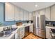 Updated kitchen with stainless steel appliances, white cabinets, and modern finishes at 1157 N Downing St, Denver, CO 80218
