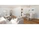 Open living space showcasing the hardwood floors, neutral paint, and adjacent dining room at 1355 Rosemary St, Denver, CO 80220