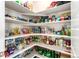 Well-stocked pantry with organized shelving, providing ample storage for all your grocery needs at 2641 Channel Dr, Highlands Ranch, CO 80129