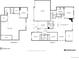 Detailed floor plan showcasing layout of basement, first floor with bedrooms, kitchen, living room, dining, garage, and patio at 599 Fall River Ct, Brighton, CO 80601