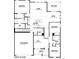 First floor floorplan featuring 3 bedrooms, 2 bathrooms, living, kitchen, and 2 car garage at 599 Fall River Ct, Brighton, CO 80601