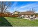Expansive backyard featuring a patio area and a lush green lawn enclosed by a wooden fence at 3303 Blue Grass Cir, Castle Rock, CO 80109