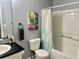 Clean bathroom with a shower-tub combination, modern fixtures, and stylish decor at 1286 Finch Ave, Brighton, CO 80601