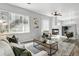 Bright living room featuring modern furnishings, fireplace, and hardwood flooring at 12925 Grant Cir # A, Thornton, CO 80241
