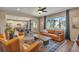 Spacious living room with an open floor plan, hardwood floors, and modern furnishings at 7665 Grady Cir, Castle Rock, CO 80108