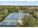 A scenic aerial view showcasing well-maintained tennis courts surrounded by lush greenery and neighborhood at 4712 Perry St, Denver, CO 80212