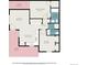 Floor plan featuring 2 beds, 2 baths, kitchen, living room, porch, and balcony at 1646 S Deframe St # B8, Lakewood, CO 80228