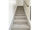 Carpeted staircase with handrail leading to the upper level at 3225 S Garrison St # 19, Lakewood, CO 80227