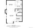 Detailed floor plan showcasing the layout of the dining area, kitchen, bath, and living room at 1030 Jersey St # 1, Denver, CO 80220