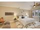 Cozy bedroom featuring a plush rug, neutral tones, and a ceiling fan for added comfort at 345 S Ogden St, Denver, CO 80209