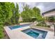 Stunning backyard pool and spa surrounded by lush landscaping, offering a private and serene outdoor oasis at 2821 E Cedar Ave # 14, Denver, CO 80209
