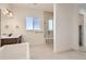 Stylish bathroom showcasing a glass shower, a window and a single vanity with sleek fixtures at 668 Leafy Aster Ln, Castle Rock, CO 80104