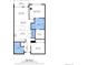 Layout of a floor plan showing the kitchen, living room, bathrooms, and bedrooms of a home at 20 Wilcox # 421, Castle Rock, CO 80104