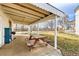 Covered patio with a picnic table, ideal for outdoor dining and entertaining at 5300 Balsam St, Arvada, CO 80002