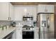 Close-up of modern kitchen with white cabinets, stainless steel appliances, and stylish backsplash at 1475 Delgany St # 306, Denver, CO 80202