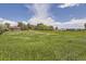 Large grassy lawn with a view of neighborhood homes on a sunny day with scattered clouds at 12196 W Belleview Dr, Littleton, CO 80127