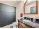 Bathroom featuring granite countertops, modern cabinets and classic fixtures at 2061 S Worchester Way, Aurora, CO 80014