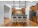 Well-appointed kitchen features modern appliances, a breakfast bar with seating, and hardwood floors at 4364 Chateau Ridge Ln, Castle Rock, CO 80108