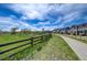 Picturesque walking path adjacent to a vibrant neighborhood with lush greenery and blue sky at 17359 Waterhouse Cir # C, Parker, CO 80134
