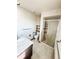 Bathroom with a single sink vanity and tile shower at 1151 Castlewood Pl, Franktown, CO 80116