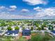 Expansive aerial view of a residential area with tree-lined streets and well-maintained homes at 3343 S Newcombe St, Lakewood, CO 80227
