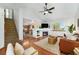 Spacious living room with a fireplace, open floor plan, hardwood floors, and easy access to the kitchen at 13504 Pecos St, Westminster, CO 80234
