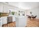 Bright kitchen with white cabinets, stainless steel appliances, and a dining area, perfect for casual meals at 19 Benthaven Pl, Boulder, CO 80305
