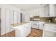 Functional kitchen showcasing white cabinetry, an island, and modern appliances for efficient meal preparation at 19 Benthaven Pl, Boulder, CO 80305